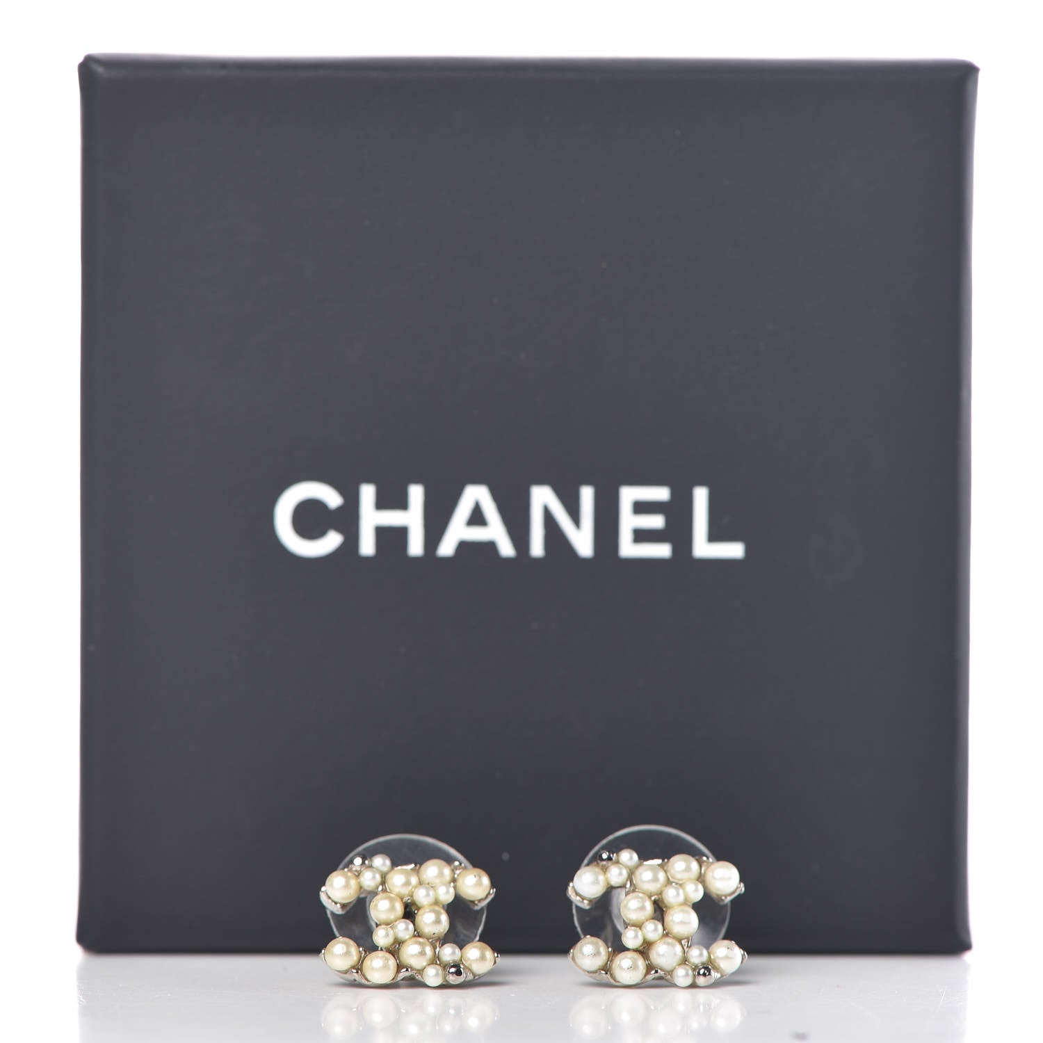 Chanel Pearl CC Earrings Silver 5 of 5