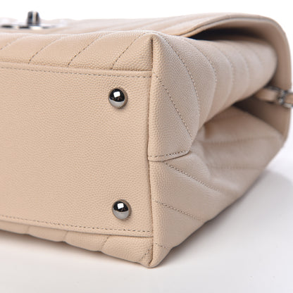 Chanel Caviar Chevron Quilted Small Coco Handle Flap Beige 10 of 11