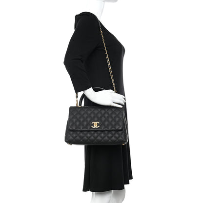 Chanel Caviar Lizard Embossed Quilted Small Coco Handle Flap Black 2 of 12