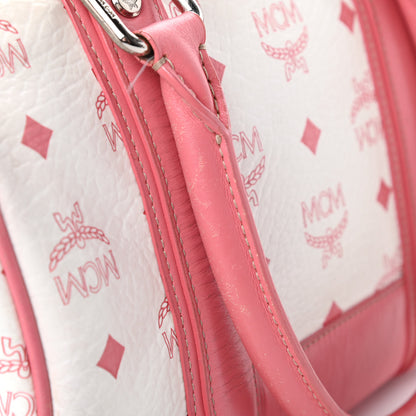 MCM Visetos Small Boston Bag Pink White 17 of 18