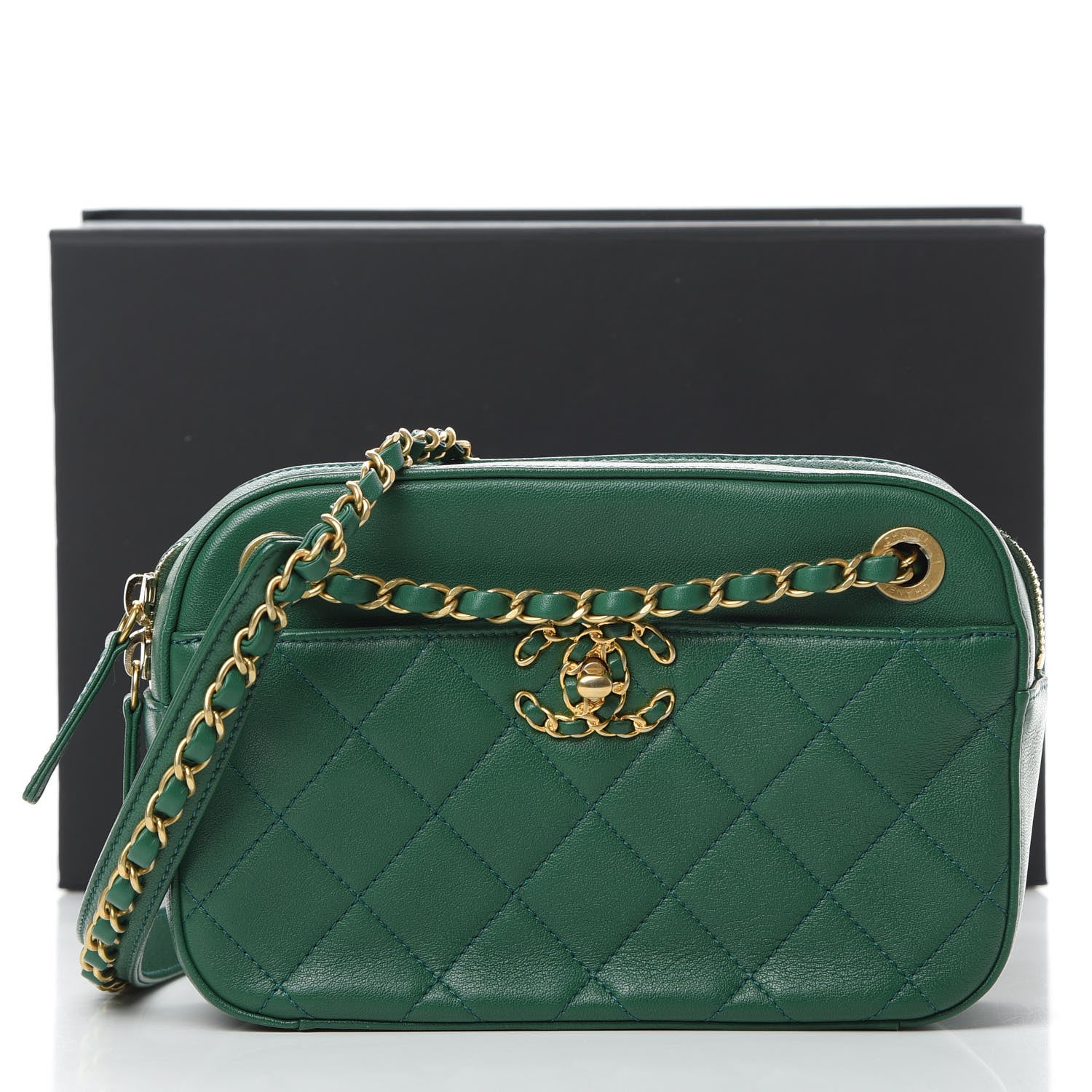 Chanel Goatskin Quilted 19 Camera Case Green 12 of 12