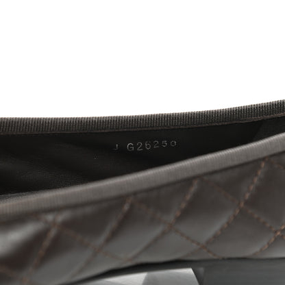 Chanel Lambskin Quilted CC Cap Toe Ballerina Flats 38 Dark Brown 8 of 8
