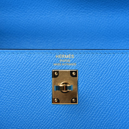 Hermes Epsom Kelly Sellier 25 Bleu Frida 8 of 11