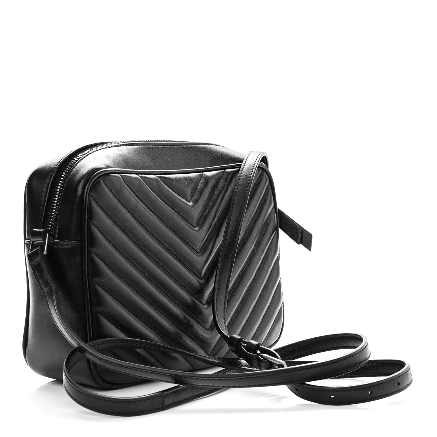 Saint Laurent Calfskin Matelasse Monogram Lou Camera Bag Black 2 of 7