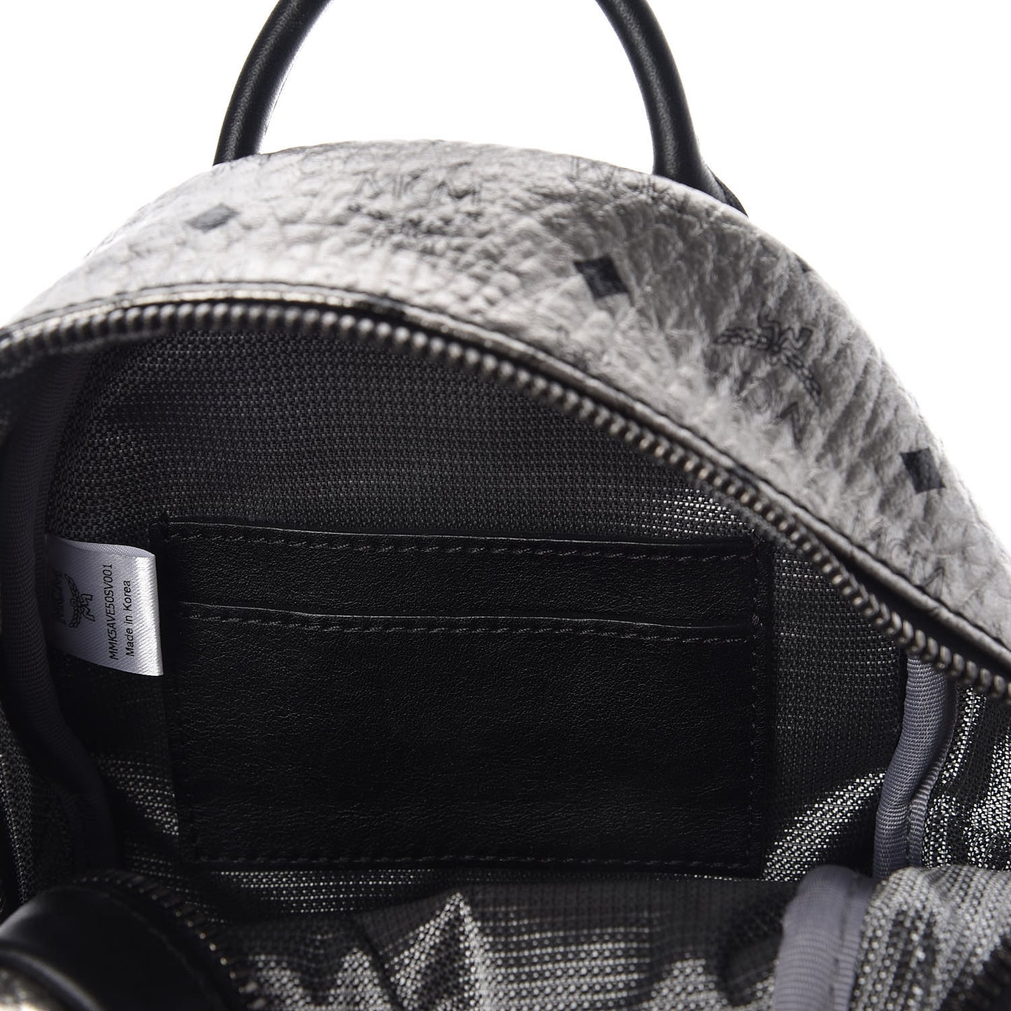 Metallic Visetos Side Stud Mini Stark Backpack Silver Black