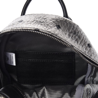 MCM Metallic Visetos Side Stud Mini Stark Backpack Silver Black 9 of 11