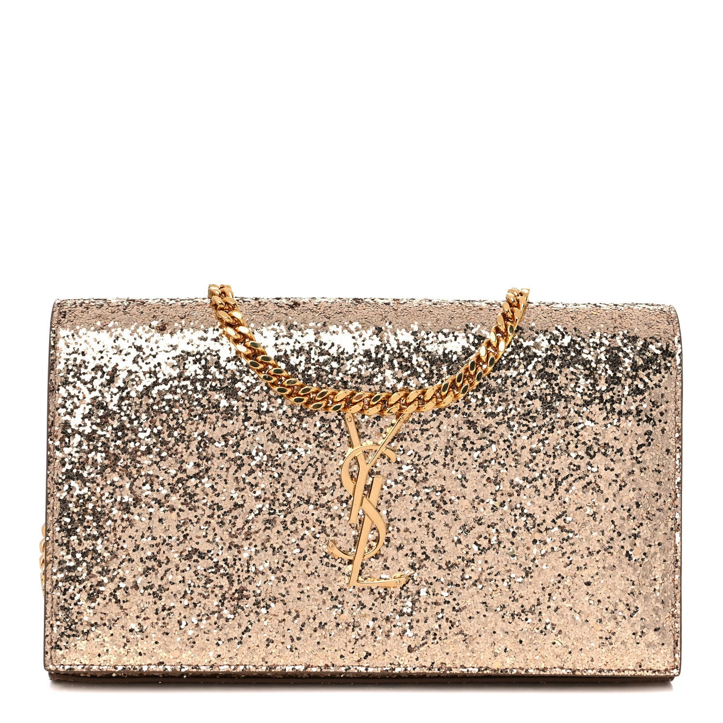 Glitter Galactica Monogram Chain Wallet Platino