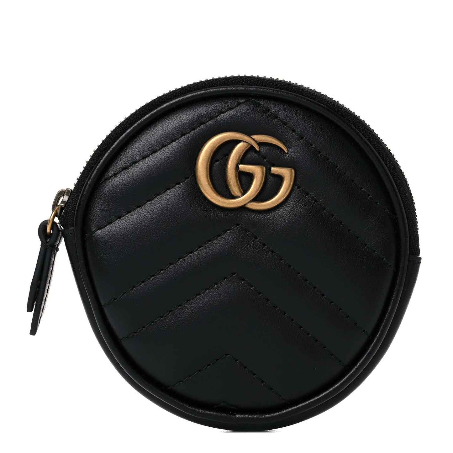 Calfskin Matelasse GG Marmont Round Coin Purse Black