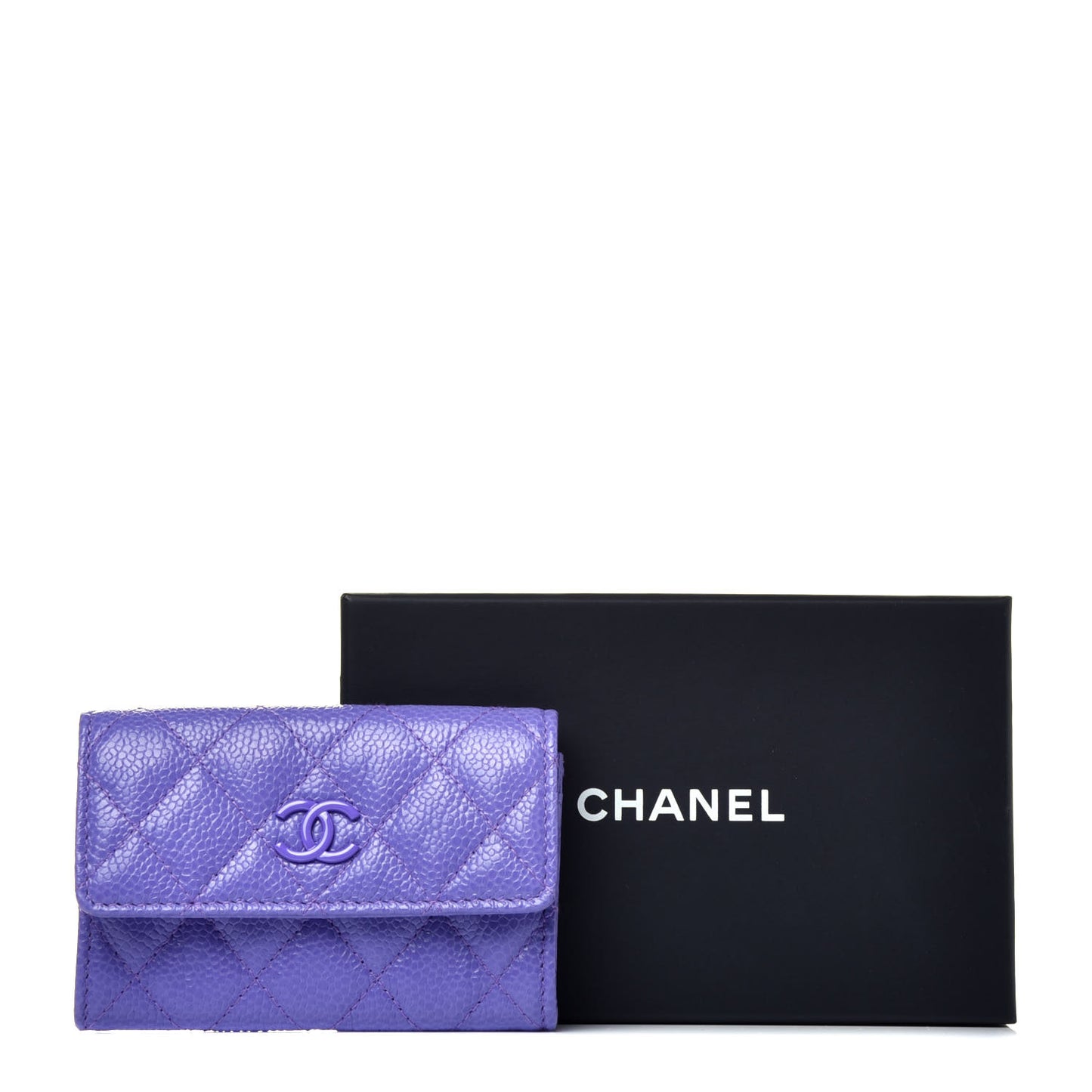 Caviar Quilted Incognito Flap Card Holder Purple