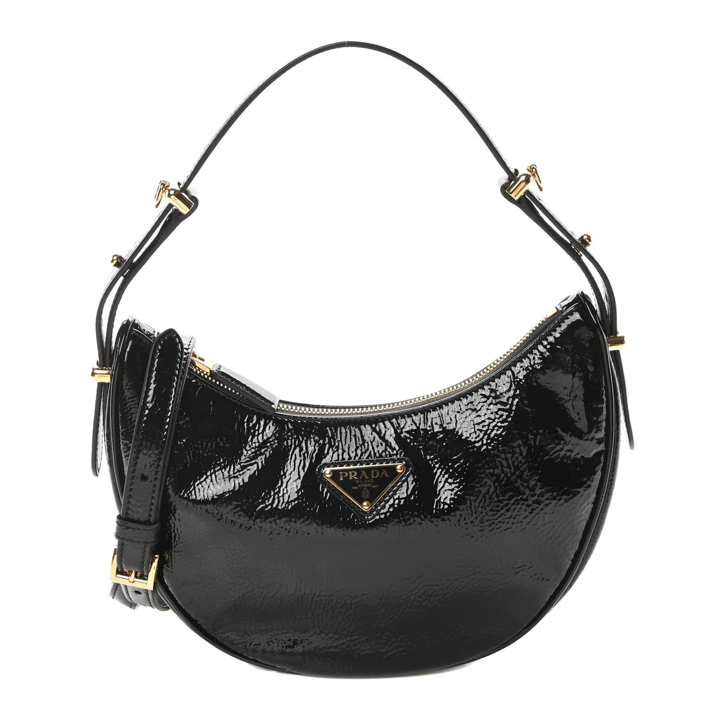 Patent Naplak Arque Shoulder Bag Black
