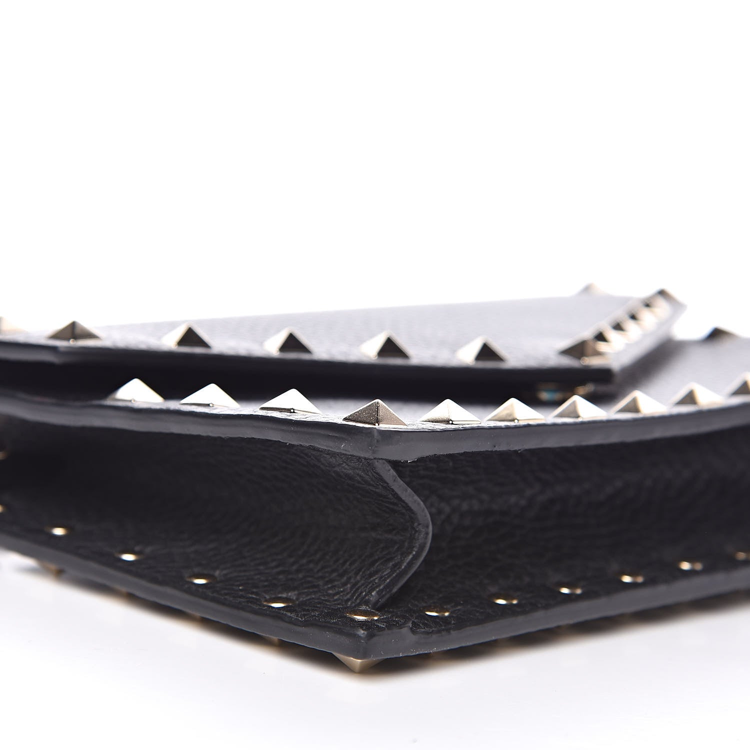Valentino Garavani Pebbled Calfskin Rockstud Envelope Wallet on Chain Black 7 of 10