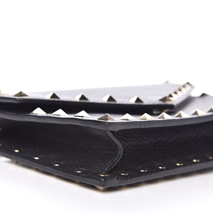 Valentino Garavani Pebbled Calfskin Rockstud Envelope Wallet on Chain Black 7 of 10