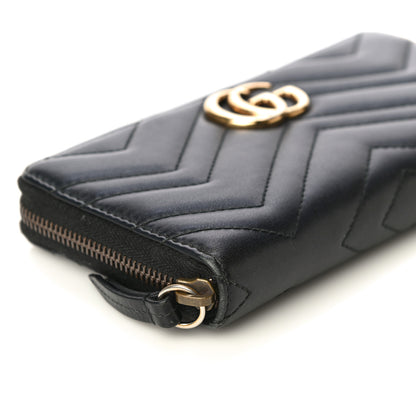 Gucci Calfskin Matelasse GG Marmont Zip Around Wallet Black 8 of 12
