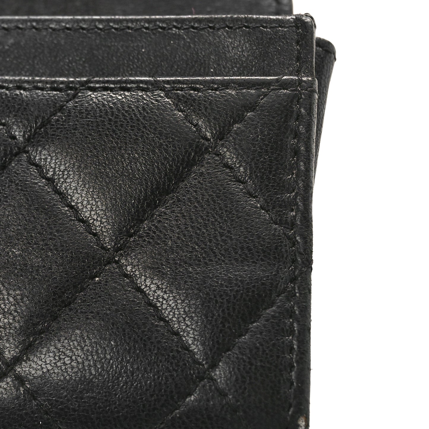 Lambskin Quilted Flap Card Holder Wallet Black