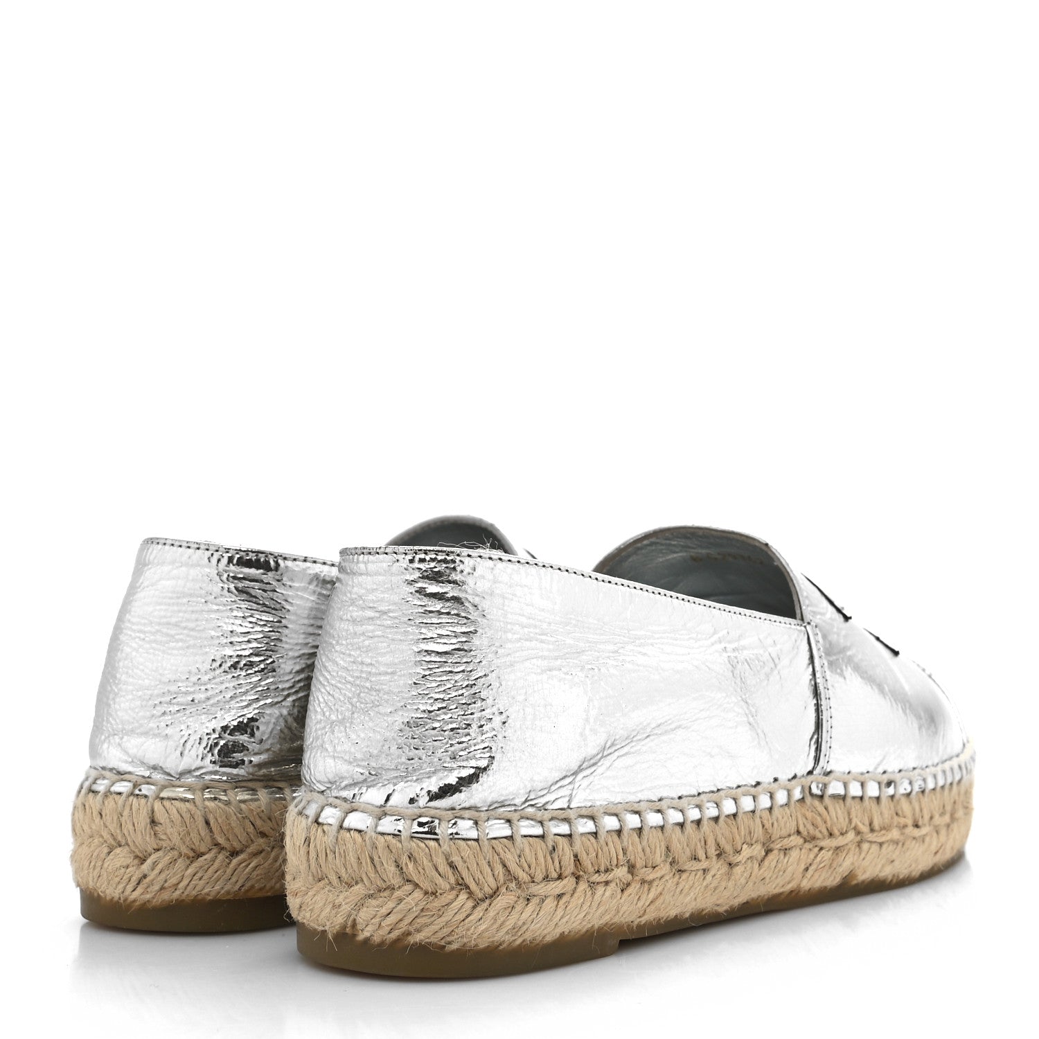 Chanel Laminated Goatskin CC Espadrilles 37 Silver 4 of 9