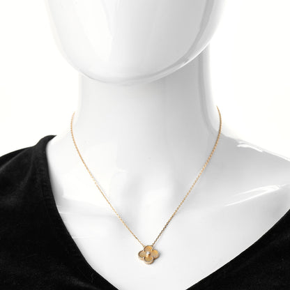 Van Cleef & Arpels 18K Yellow Gold Diamond Yellow Mother of Pearl Vintage Alhambra Pendant Necklace 2 of 7