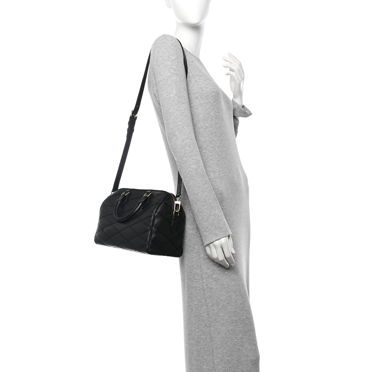Lambskin Malletage Speedy Bandouliere 25 Black