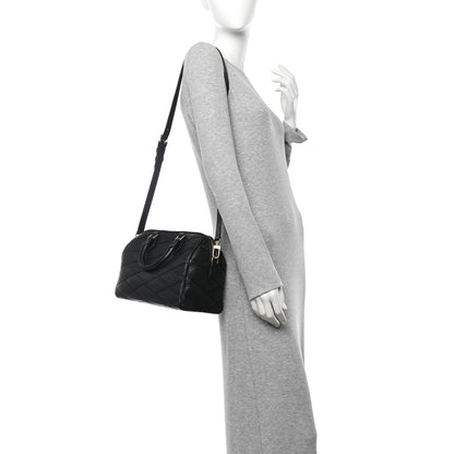 Louis Vuitton Lambskin Malletage Speedy Bandouliere 25 Black 2 of 9
