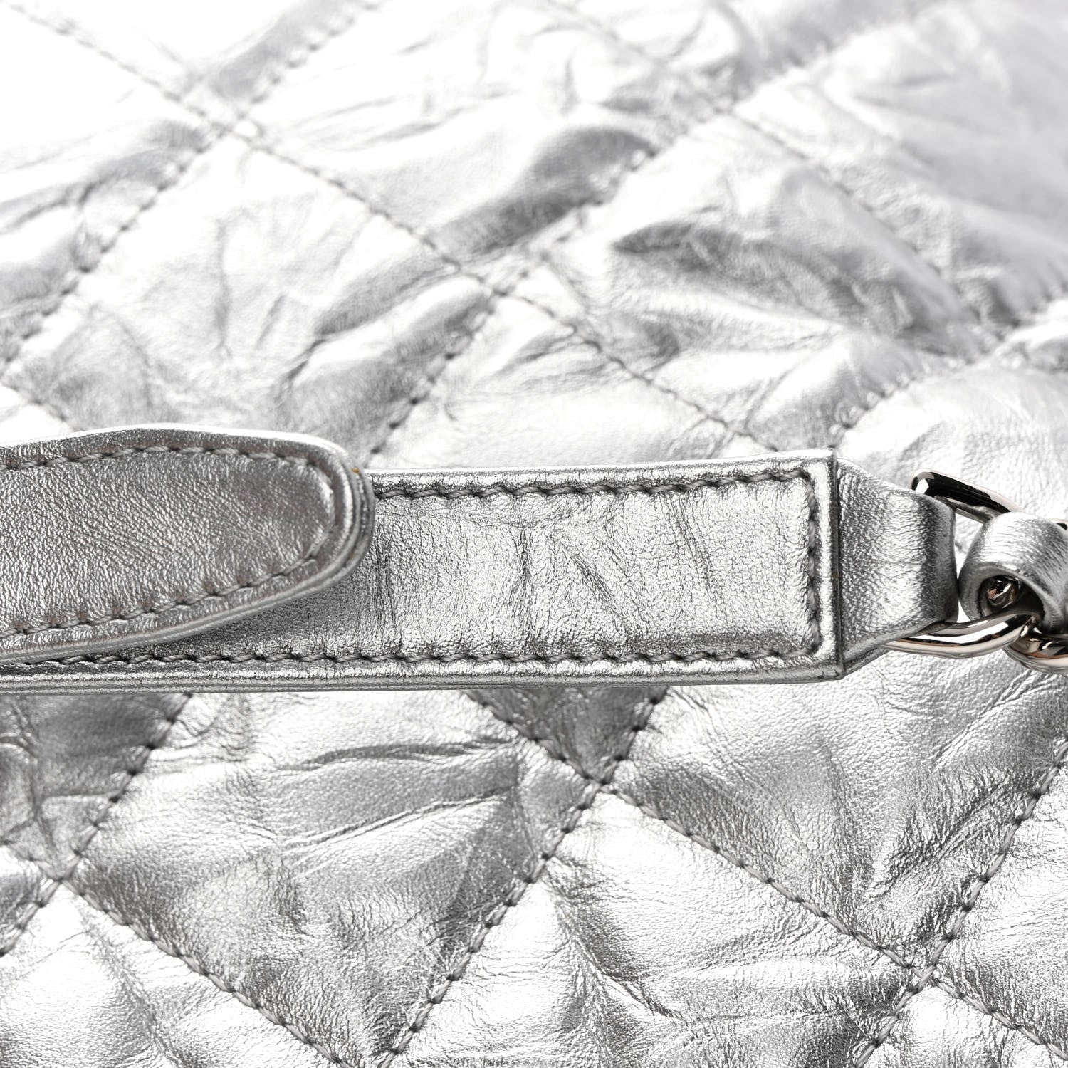 Chanel Metallic Crackled Calfskin Quilted Large Big Bang Hobo Silver 14 of 14