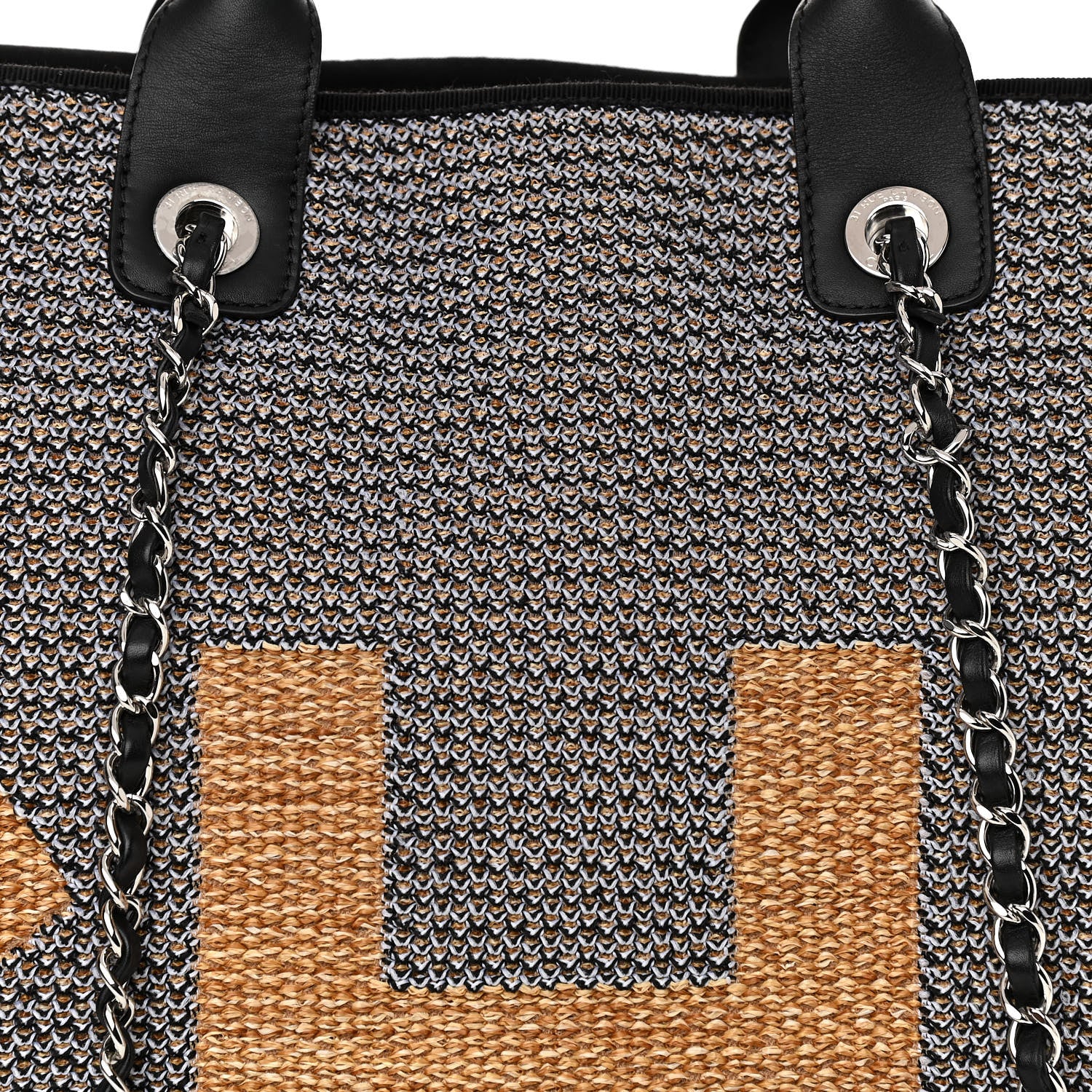 Chanel Woven Straw Raffia Logo Tote Blue Beige 11 of 11