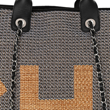 Chanel Woven Straw Raffia Logo Tote Blue Beige 11 of 11