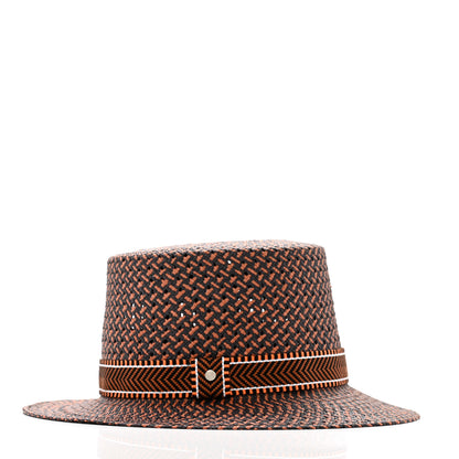 Hermes Straw Adele Panama Hat 58 Terracotta Black 5 of 9