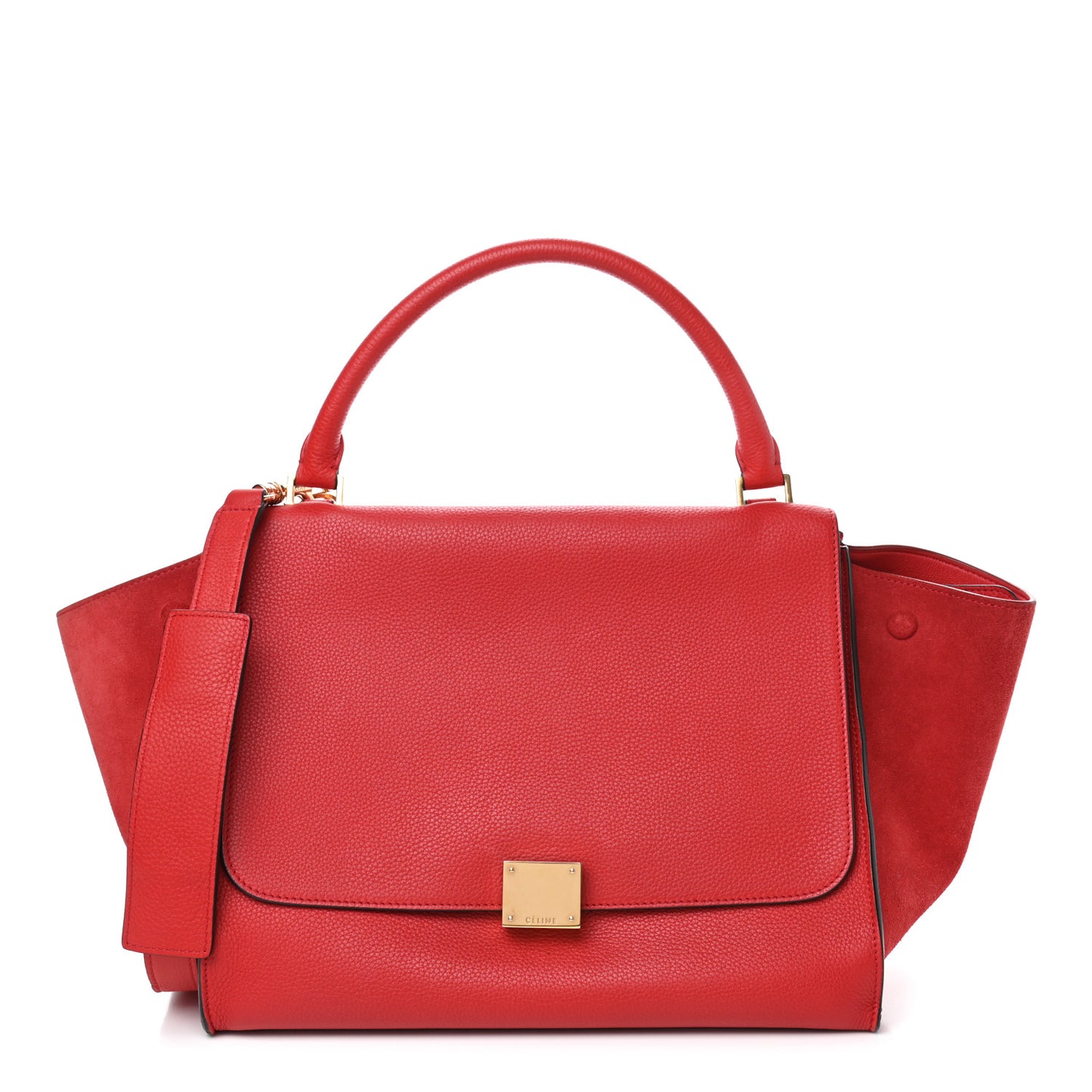 Drummed Calfskin Suede Medium Trapeze Coquelicot