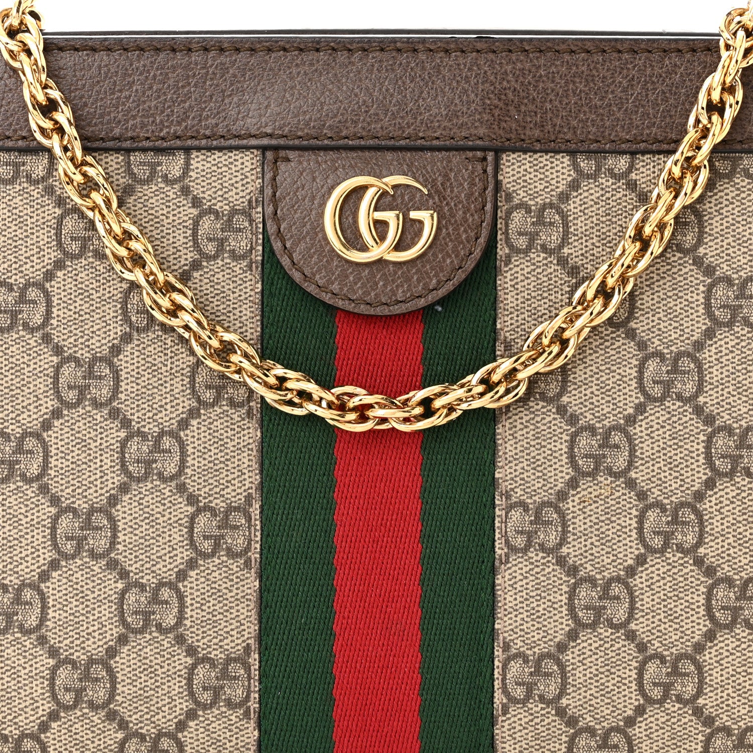 Gucci GG Supreme Monogram Web Small Ophidia Chain Shoulder Bag Brown 8 of 13