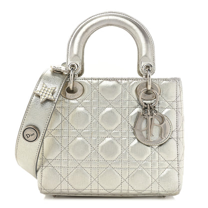 Christian Dior Metallic Grained Calfskin Cannage Small Lucky Badges My Lady Dior Silver 1 of 21