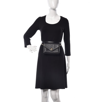 Chanel Calfskin Chevron Stitched Coco Waist Bag Black 2 of 10