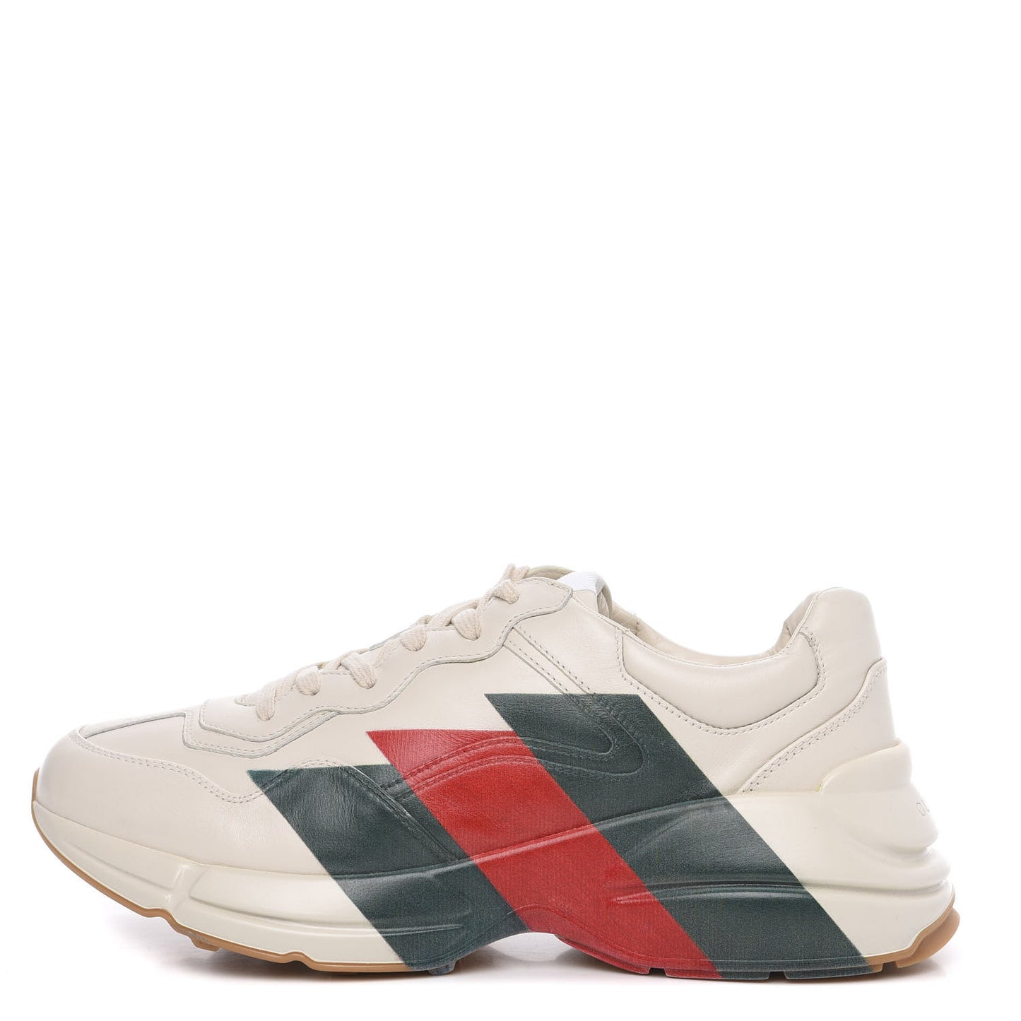 Calfskin Web Printed Mens Rhyton Sneakers 9 Mystic White