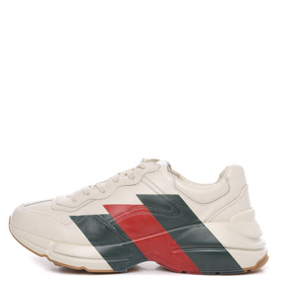 Gucci Calfskin Web Printed Mens Rhyton Sneakers 9 Mystic White 1 of 9