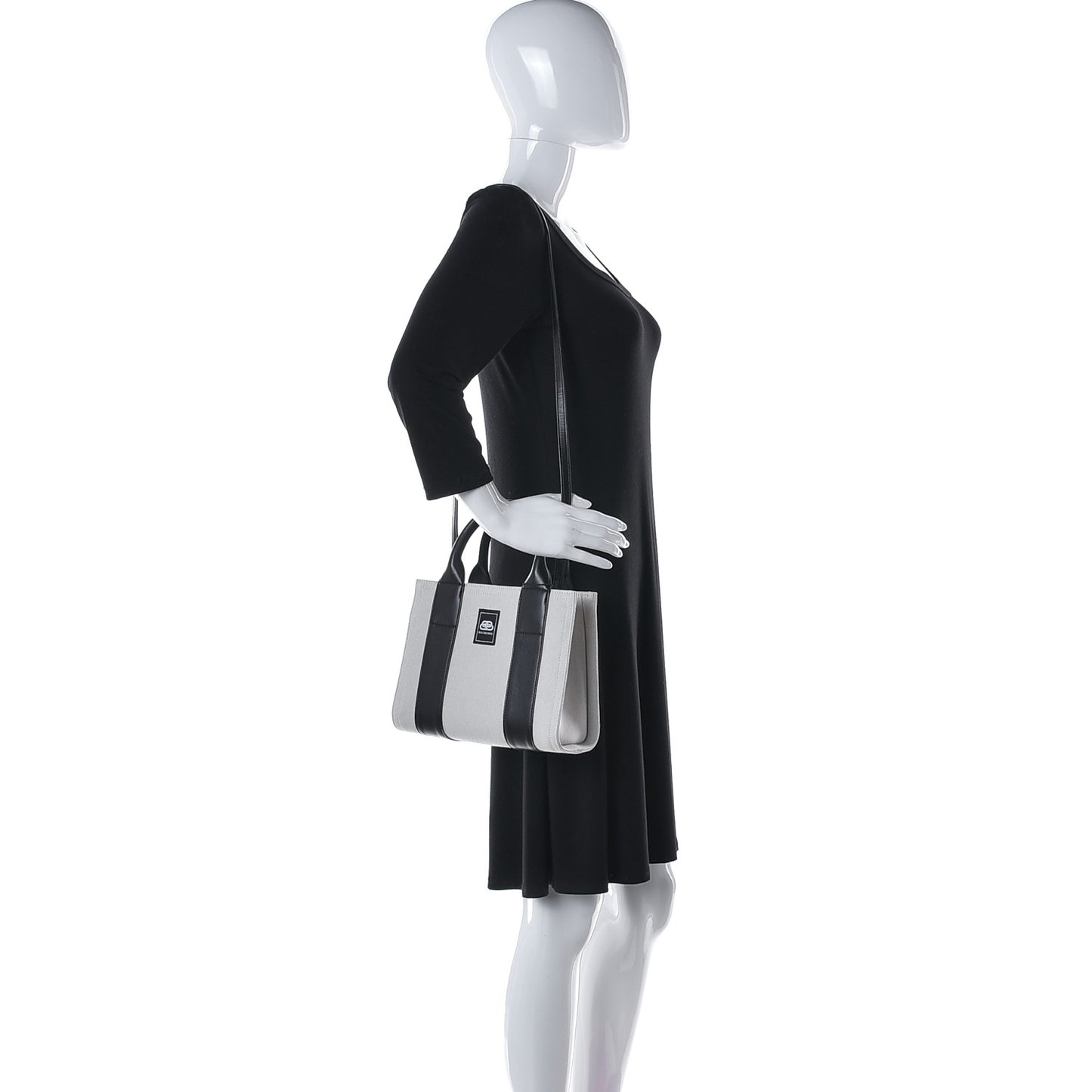 Cotton Canvas Calfskin Trade East West Tote XS Black