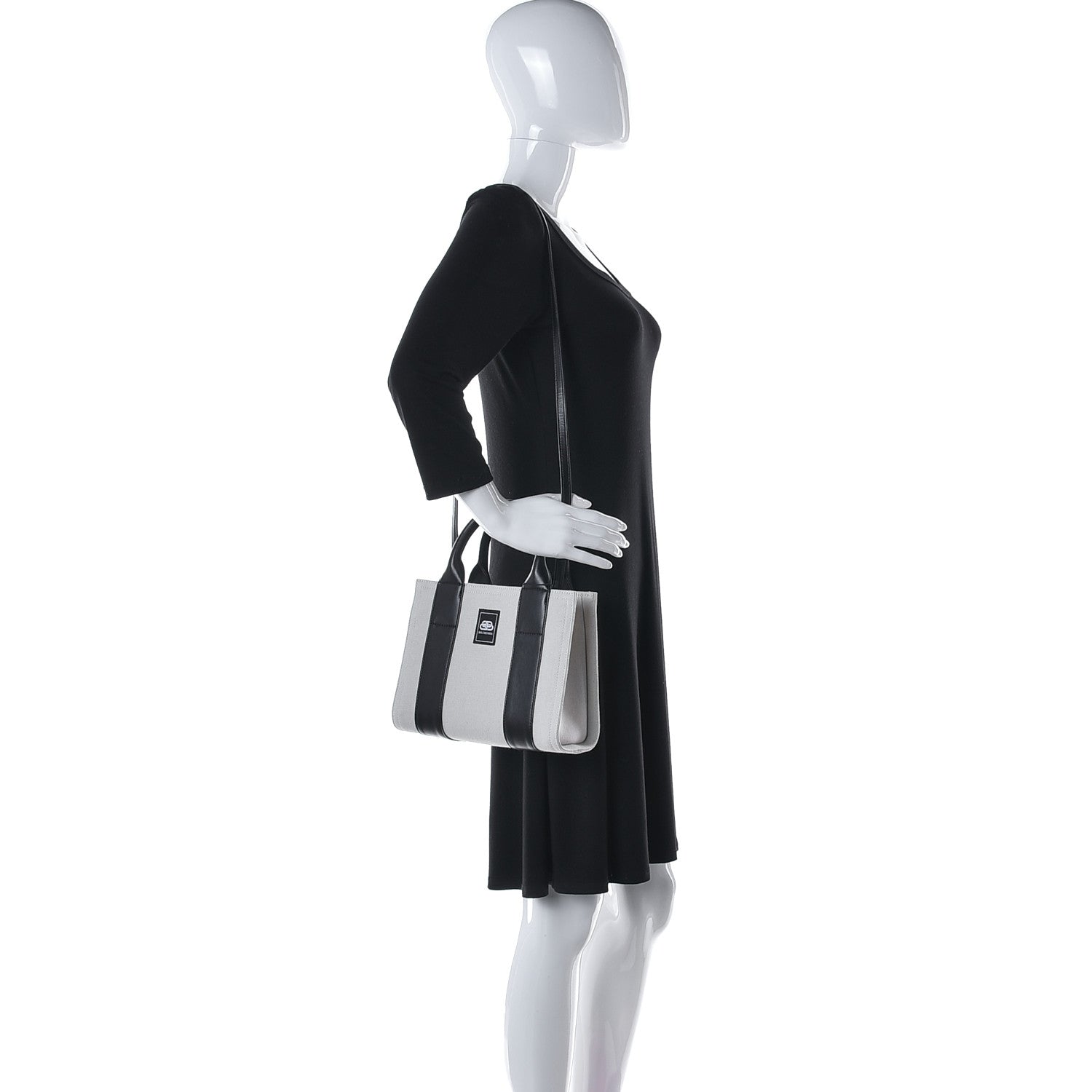Balenciaga Cotton Canvas Calfskin Trade East West Tote XS Black 2 of 10
