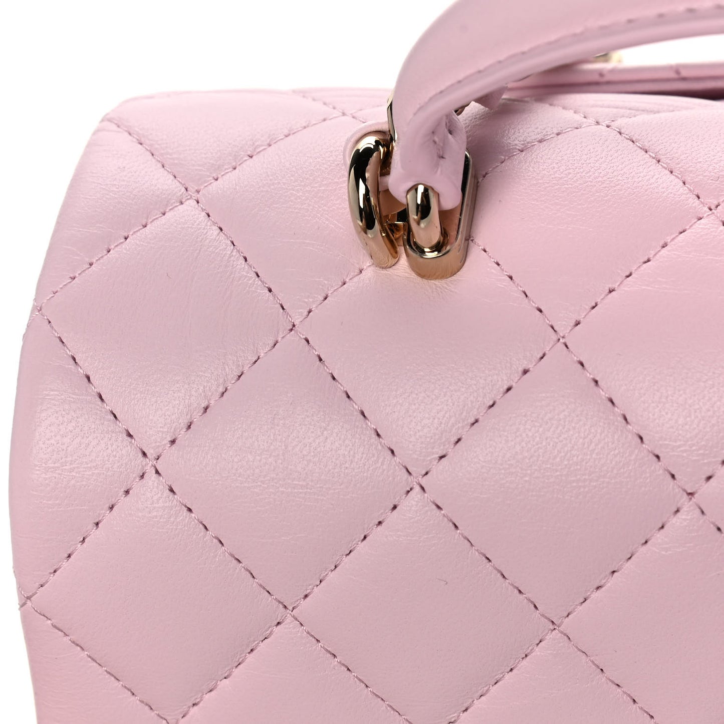 Lambskin Quilted Mini Top Handle Rectangular Flap Light Pink