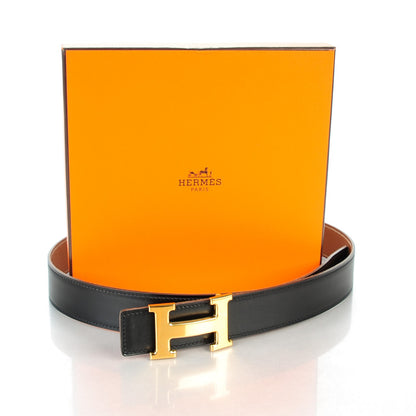 Hermes Box Togo 32mm H Belt 85 Black Gold 7 of 7