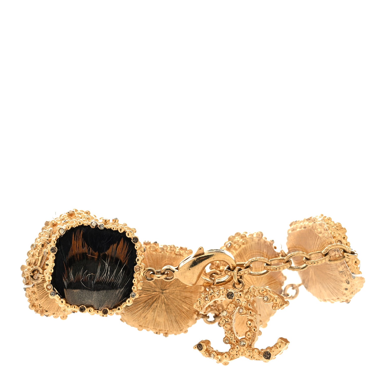 Chanel Feather Crystal CC Bracelet Gold 3 of 5