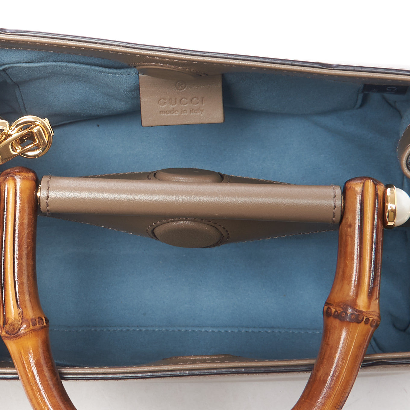 Nappa Bamboo Web Mini Nymphaea Top Handle Bag Brown