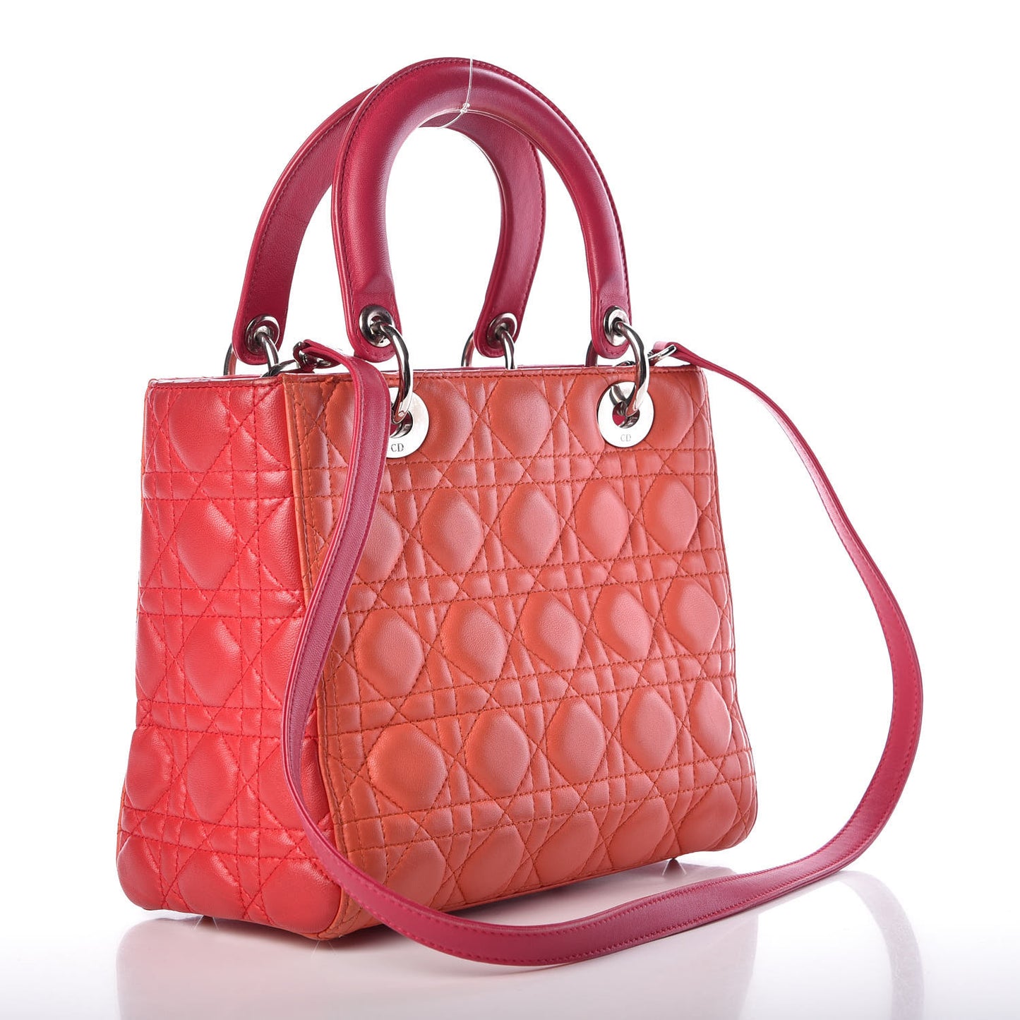 Lambskin Cannage Medium Tri-Color Lady Dior Pink