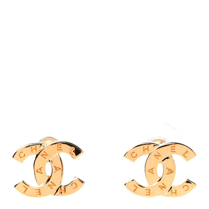 Chanel Metal CC Paris Button Stud Earrings Gold 1 of 5
