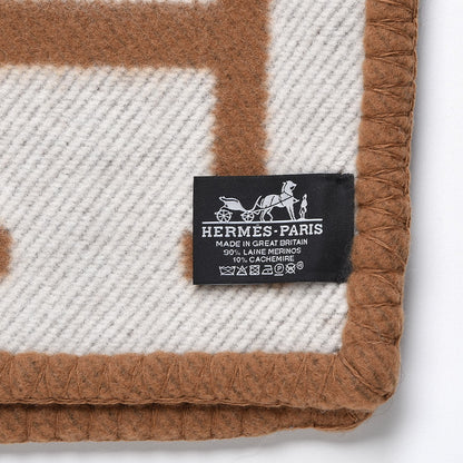 Hermes Wool Cashmere New Classic Avalon Blanket Ecru Camel 4 of 5