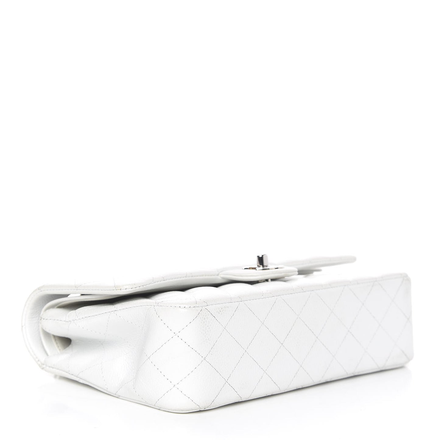 Caviar Quilted Medium Double Flap White