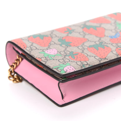 Gucci GG Supreme Monogram Strawberry Chain Wallet 7 of 9