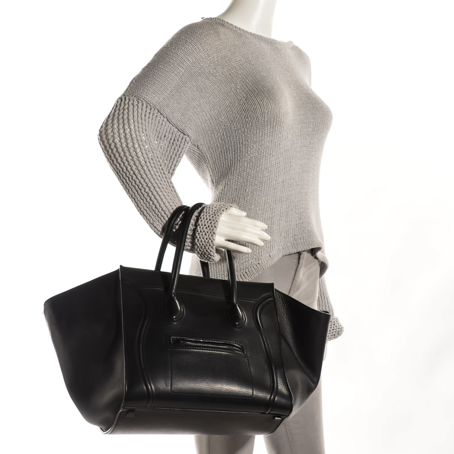 Supple Calfskin Medium Phantom Luggage Black