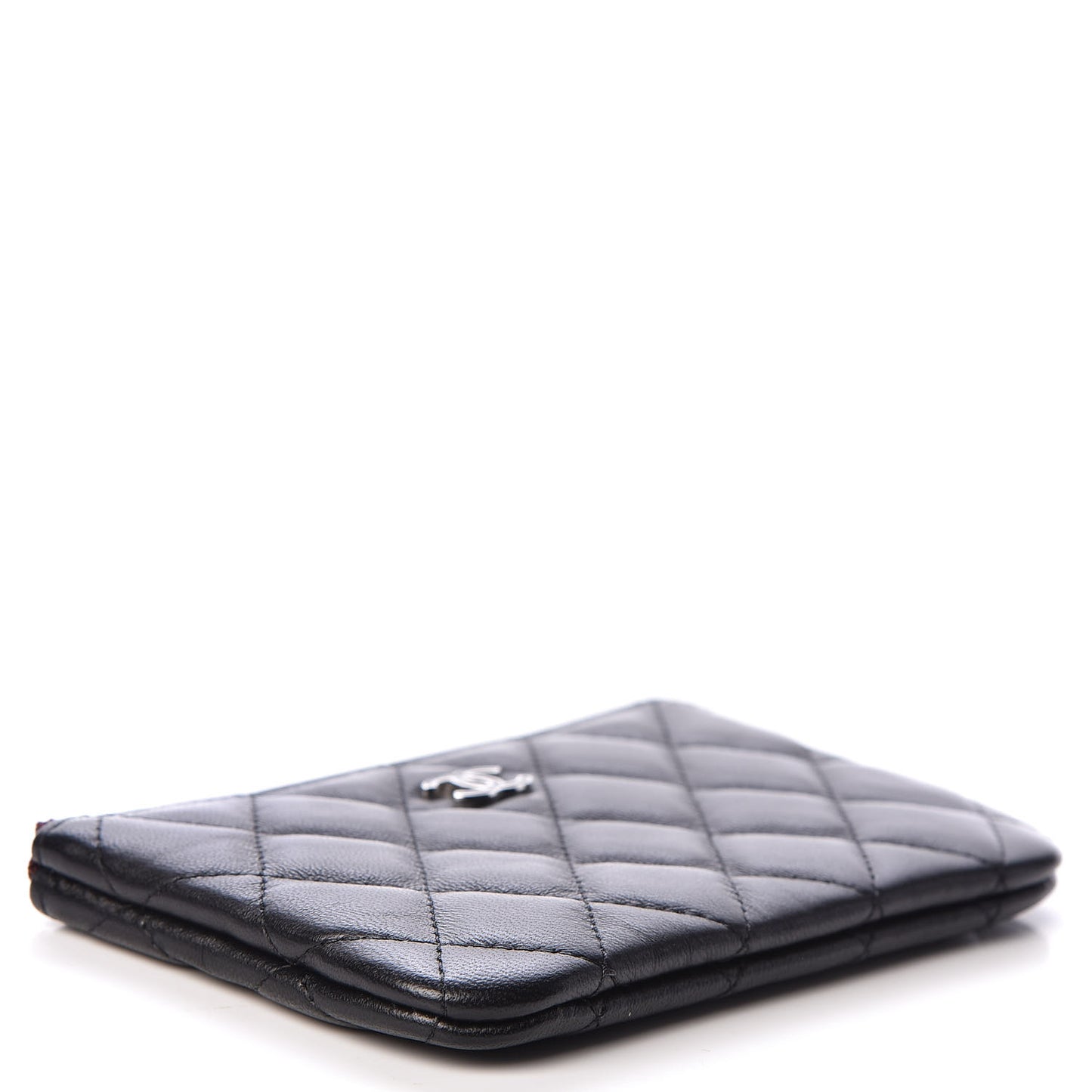 Lambskin Quilted Small Cosmetic Case Black