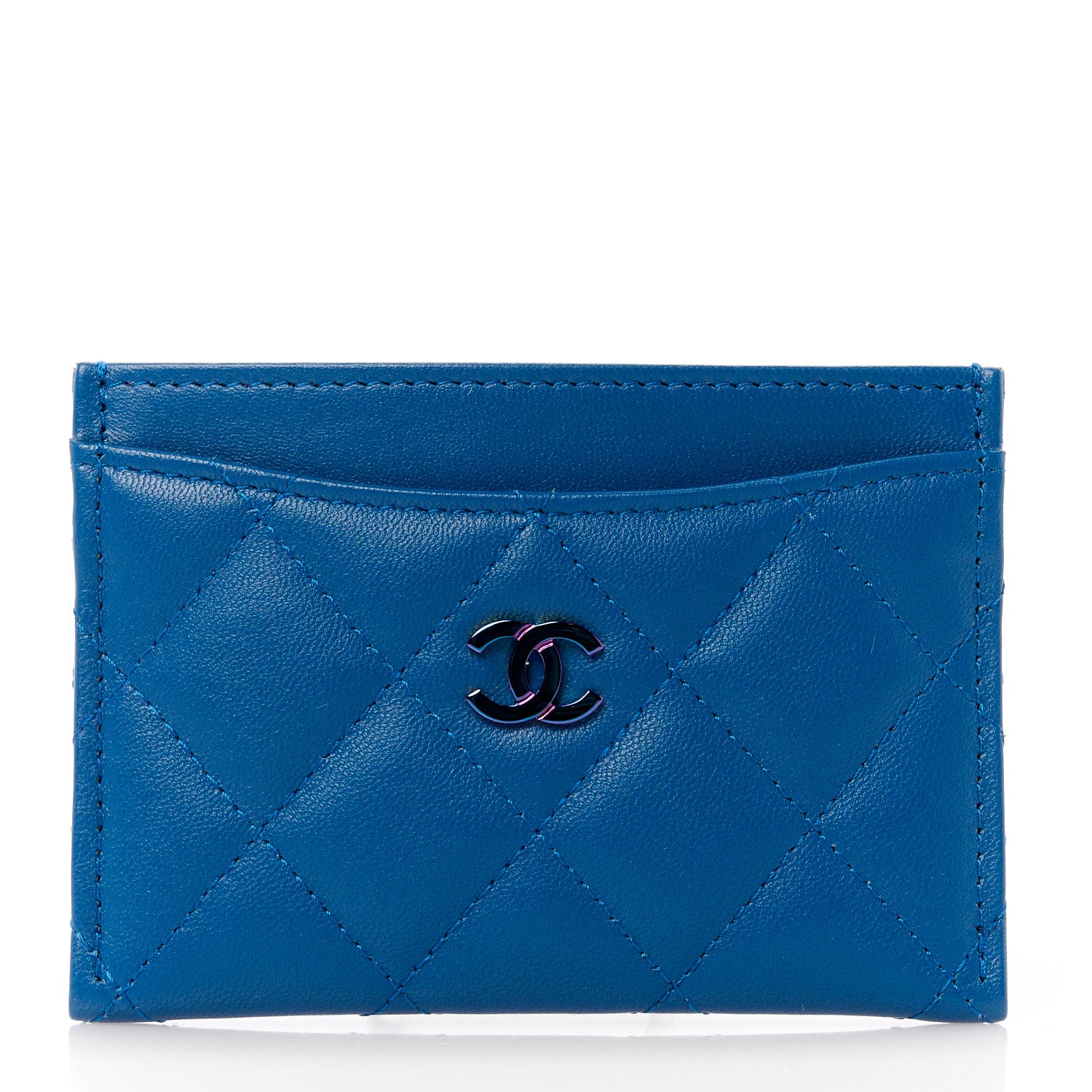 Chanel Lambskin Quilted Card Holder Blue Pink 1 of 12