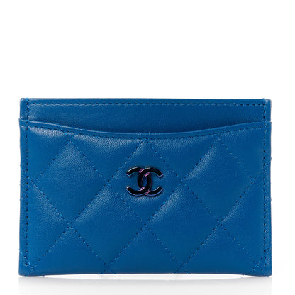 Chanel Lambskin Quilted Card Holder Blue Pink 1 of 12