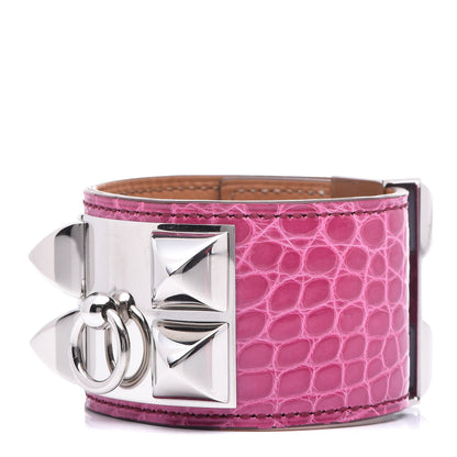 Hermes Shiny Alligator Collier De Chien CDC Bracelet S Fuchsia 1 of 8