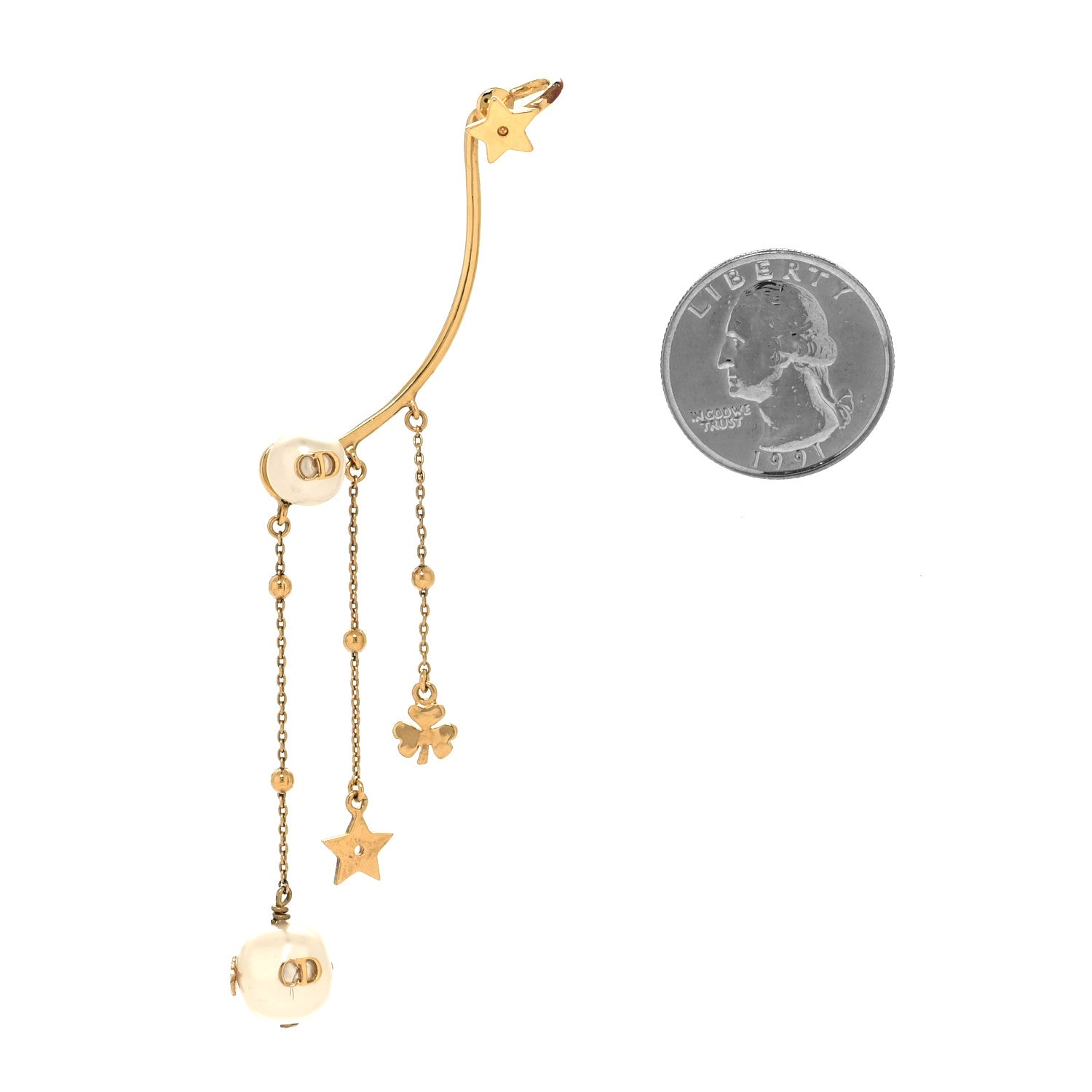 Christian Dior Pearl Shiny-D Earring Gold 2 of 4