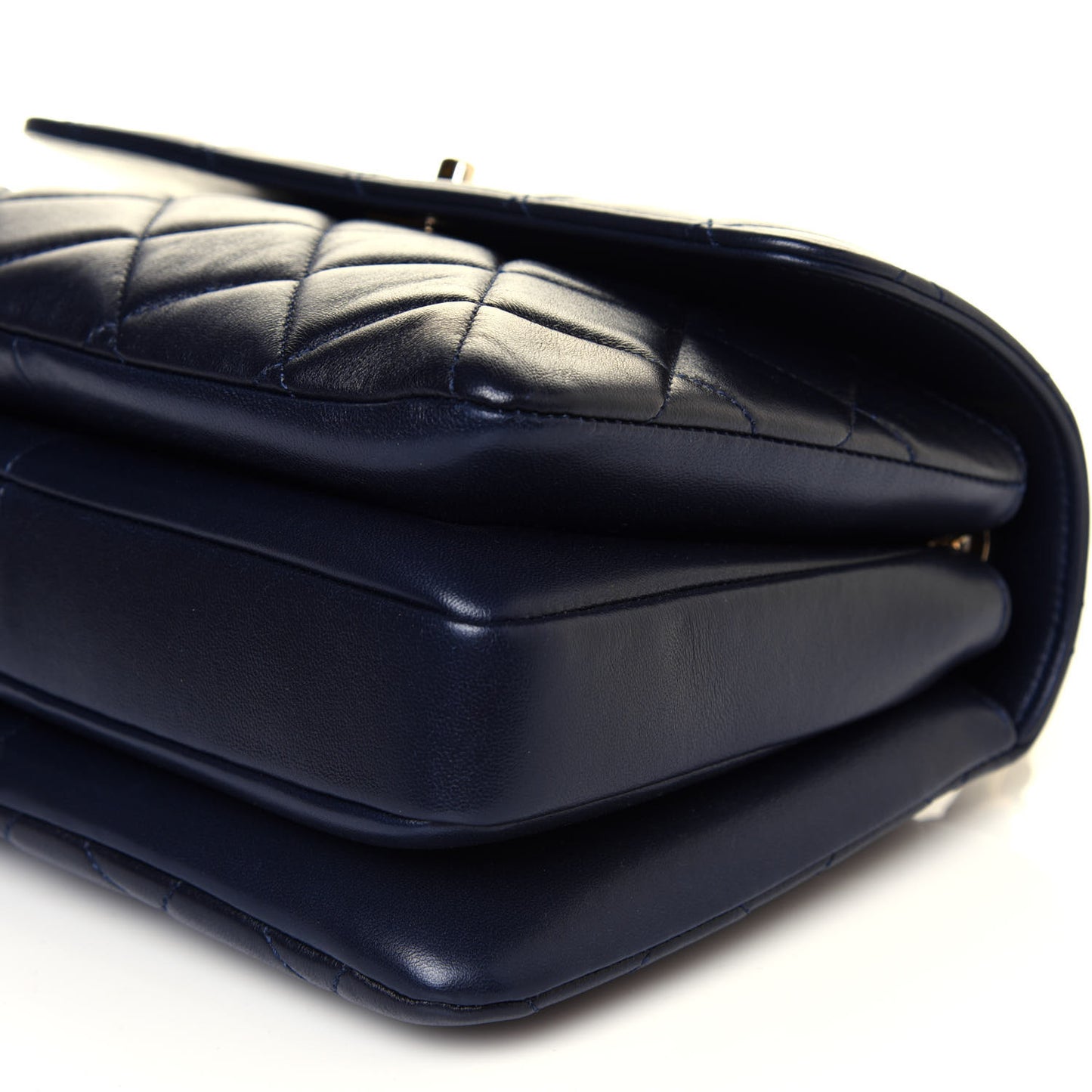 Lambskin Quilted Small Trendy CC Flap Dual Handle Bag Navy